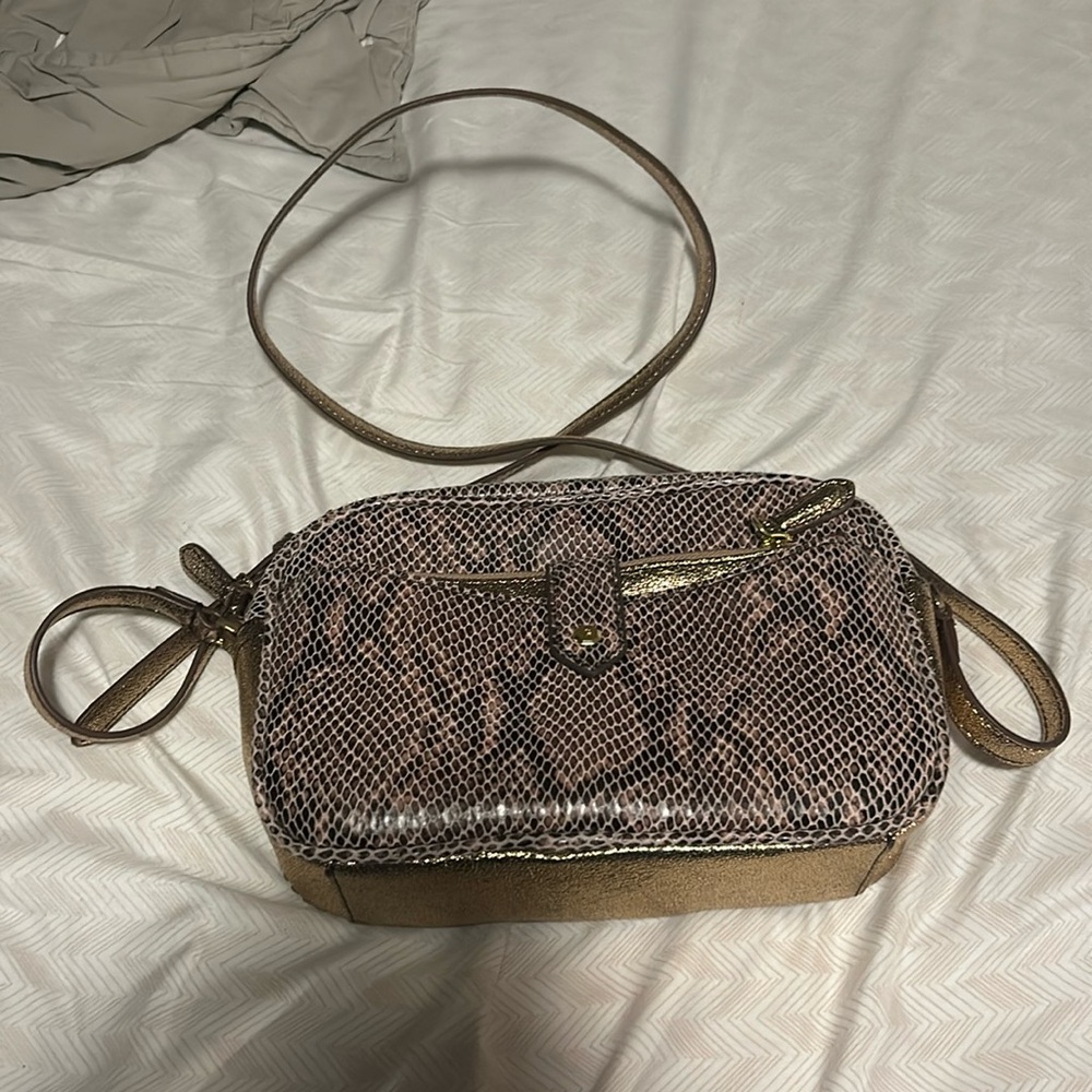 Gill Snake print Brown & Gold Shoulder Bag